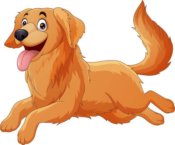 Vector illustration of Cute happy dog cartoon running - Vettoriali, immagini