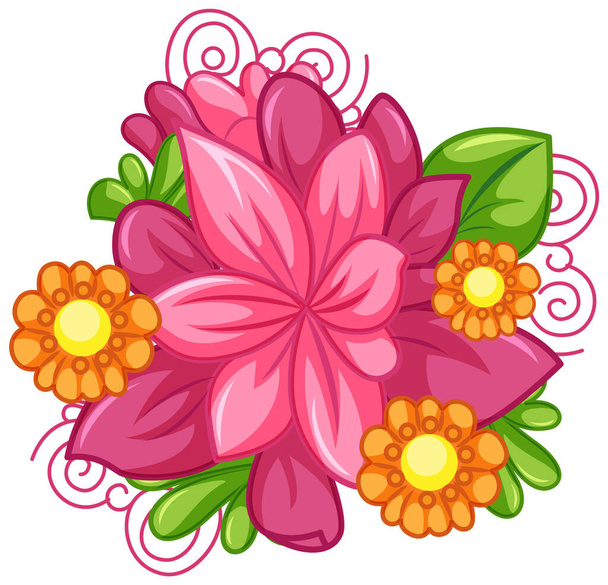 Colourful flower cartoon for summer decoration illustration - Vector, Imagen