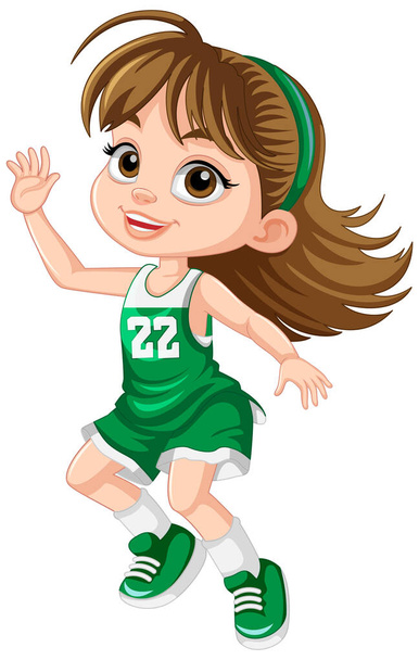 Female basketball player cartoon character illustration - Wektor, obraz