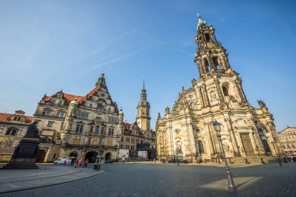 Exterior of the Cathedral of the Holy Trinity in Dresden, Germany - 写真・画像