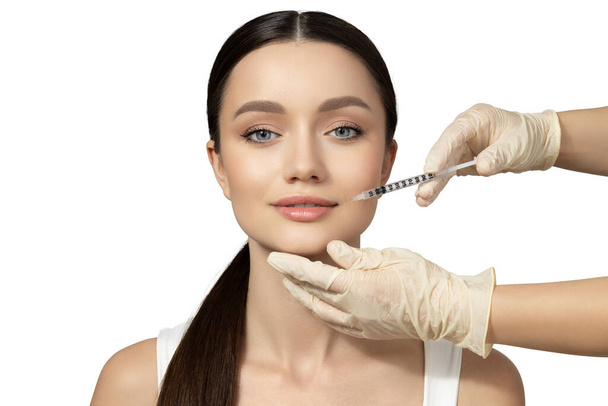PNG, Girl getting botox injection, isolated on white background - Foto, imagen