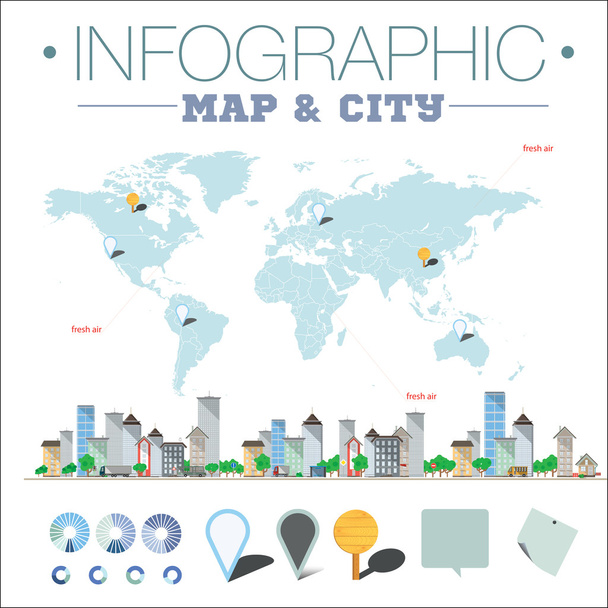 Infographic map and city - Vector, Imagen