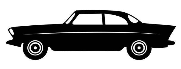 Automobile. Black vector flat icon. Car silhouette. Clipart isolated on white background. - Vector, Image