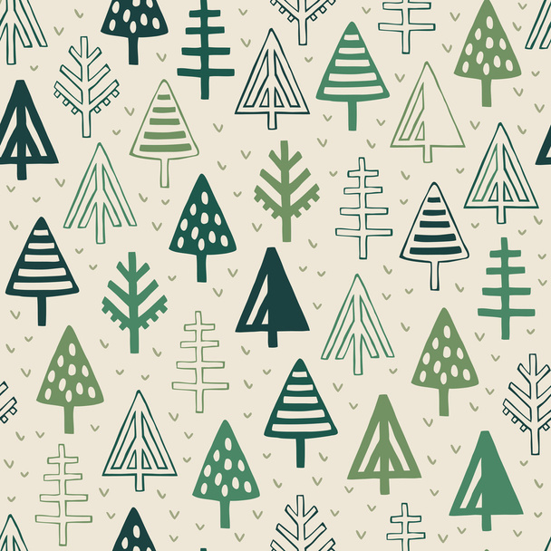 Seamless stylized geometric forest pattern - Vector, Image