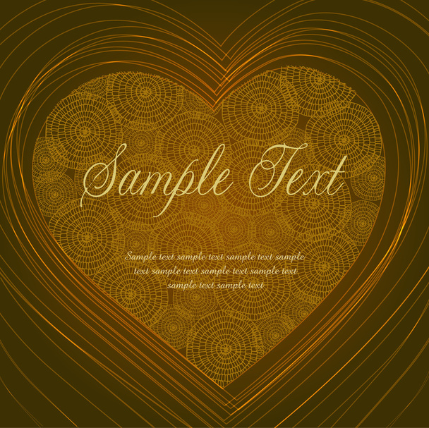 Template with lace shiny heart - Vector, Imagen