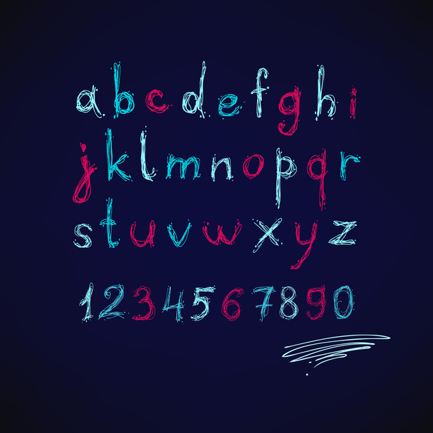 Hand drawn grunge script alphabet - Vector, Image