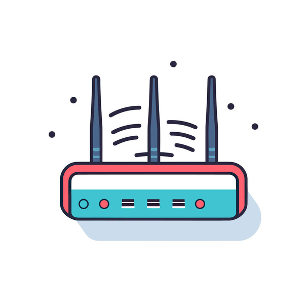 A router with two antennas on top of it - Vector, Image