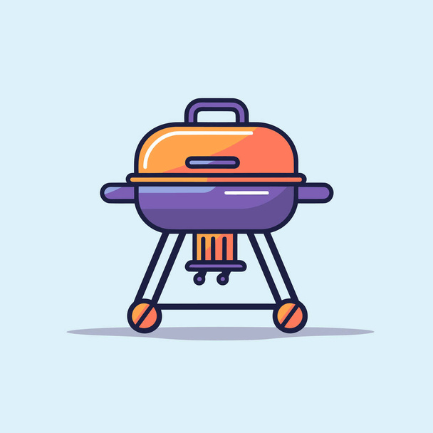 A bbq grill on a blue background - Vector, Image