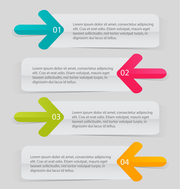 Moderne infographics kleurrijke web ontwerpsjabloon met schaduw vectorillustratie - Vector, afbeelding
