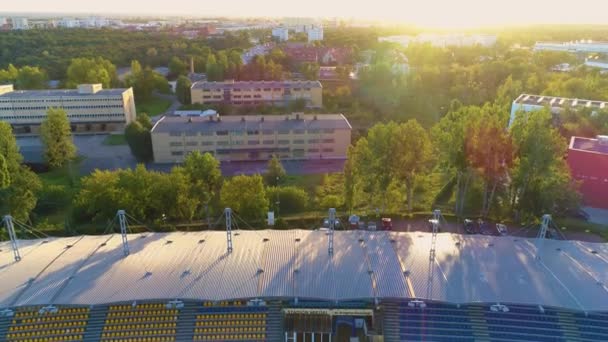 Elana Club Stadyumu Torun Stadyumu Klubu Sportowego Hava Manzarası Polonya. Yüksek kalite 4k görüntü - Video, Çekim