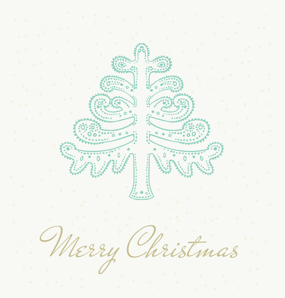 クリスマスツリー付きグリーティングカード - ベクター画像