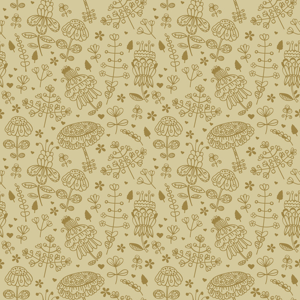 Seamless beige floral pattern - Vector, Image
