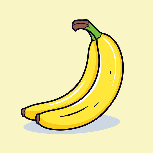 Rysunek banana na żółtym tle - Wektor, obraz