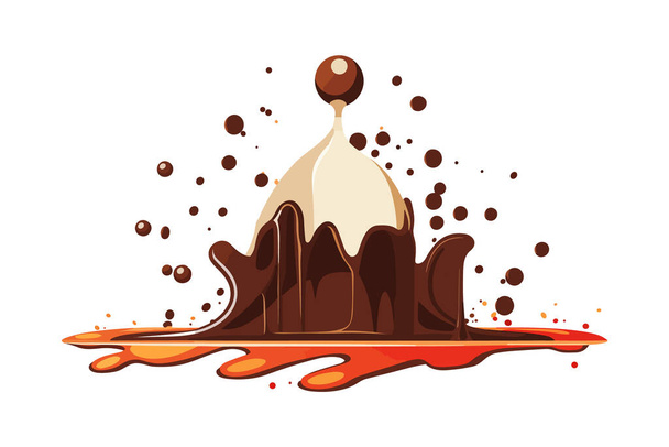 chocolate splashes illustration on isolated background - Vektör, Görsel