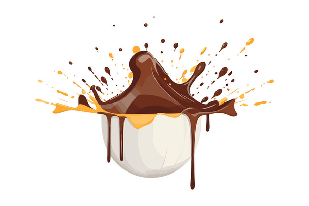 chocolate splashes illustration on isolated background - Vektör, Görsel