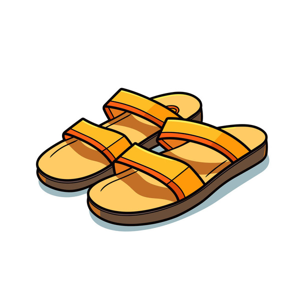 A pair of yellow sandals on a white background - Вектор,изображение