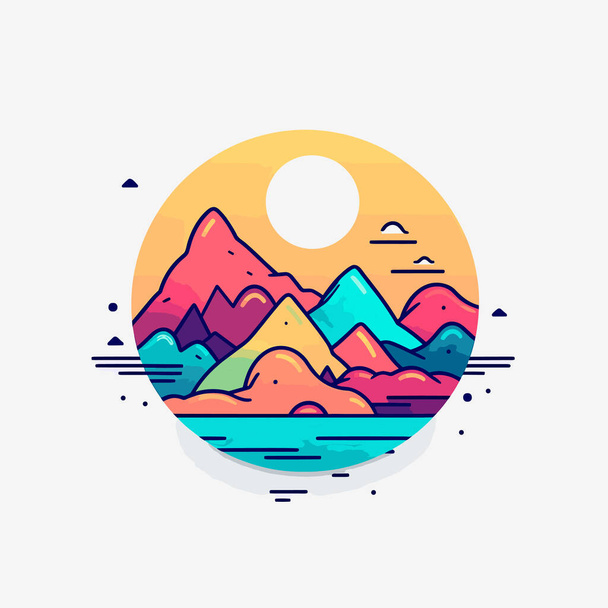 Un paisaje colorido con montañas en el fondo - Vector, Imagen