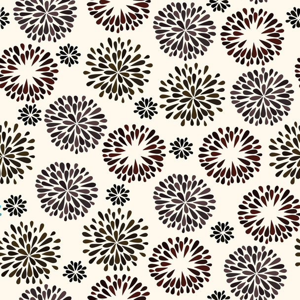nahtloses Muster mit schwarzen Blütensilhouetten - Vektor, Bild