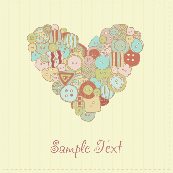 Background with doodle buttons heart - Διάνυσμα, εικόνα