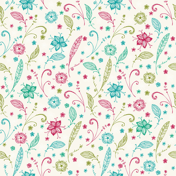Floral hand drawn seamless texture - Vector, Image