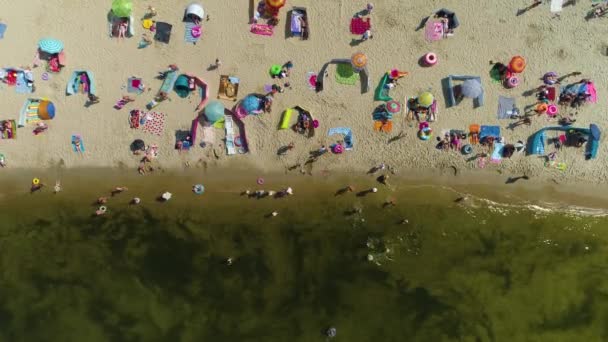 Beautiful Beach Baltic Sea Krynica Morska Plaza Aerial View Poland Кадри високої якості 4k - Кадри, відео