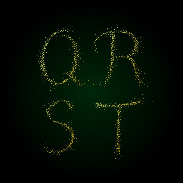 goldene Buchstaben q r s t - Vektor, Bild