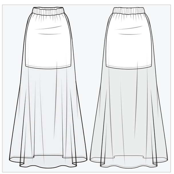 Front and back view of  women skirt  in editable vector - Vector, Image