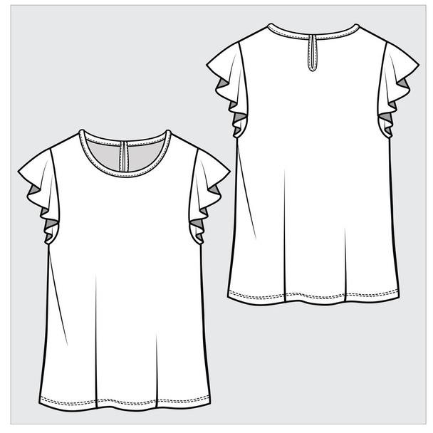 Front and back view of   top for women in editable vector - Вектор, зображення