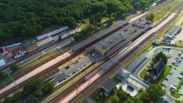 Railway Station Torun Glowny Dworzec Kolejowy Aerial View Poland. High quality 4k footage - Footage, Video