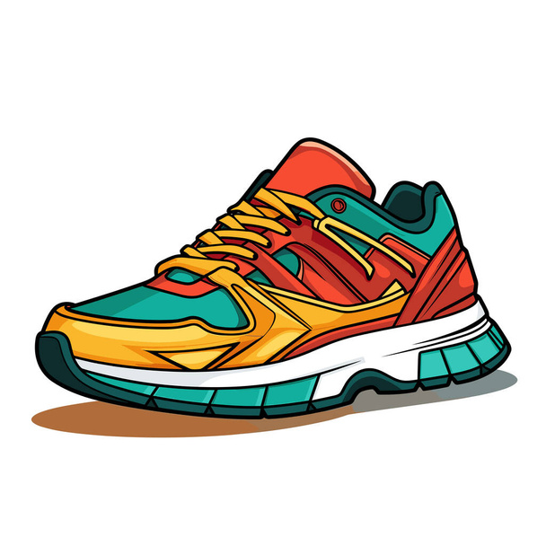 A pair of colorful sneakers on a white background - Vector, Image
