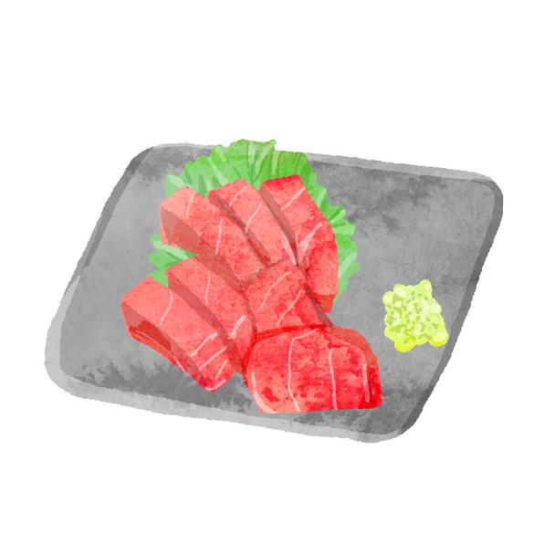 Ilustración vectorial acuarela de sashimi de atún - Vector, Imagen