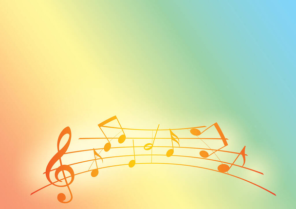 rainbow background with music notes - color vector illustration - Wektor, obraz
