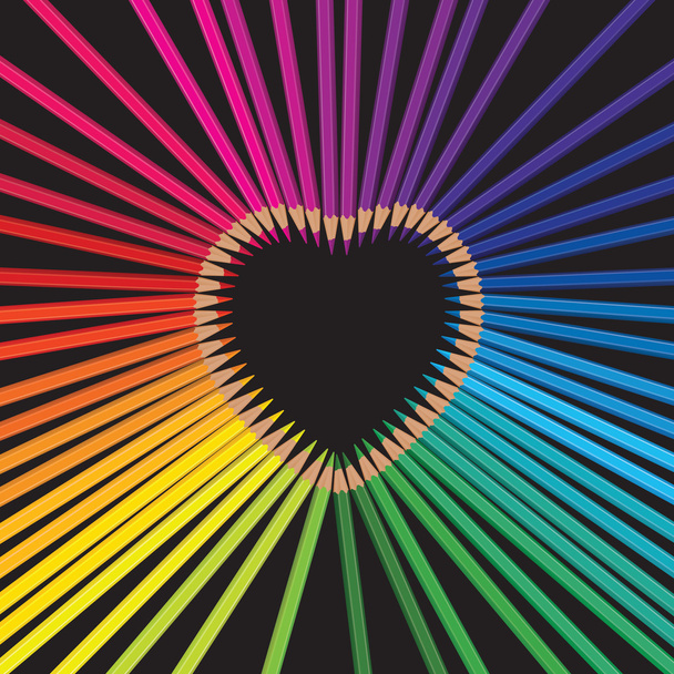 Corazón de arco iris lápiz
 - Vector, imagen
