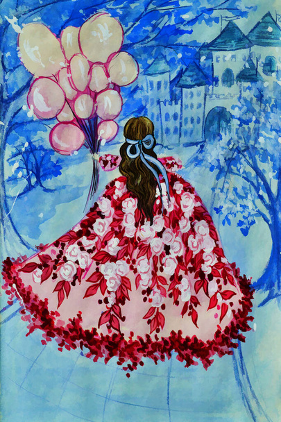 Цветущая принцесса на прогулке  - Фото, изображение