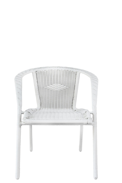 白いプラスチック籐の椅子の椅子 - 写真・画像