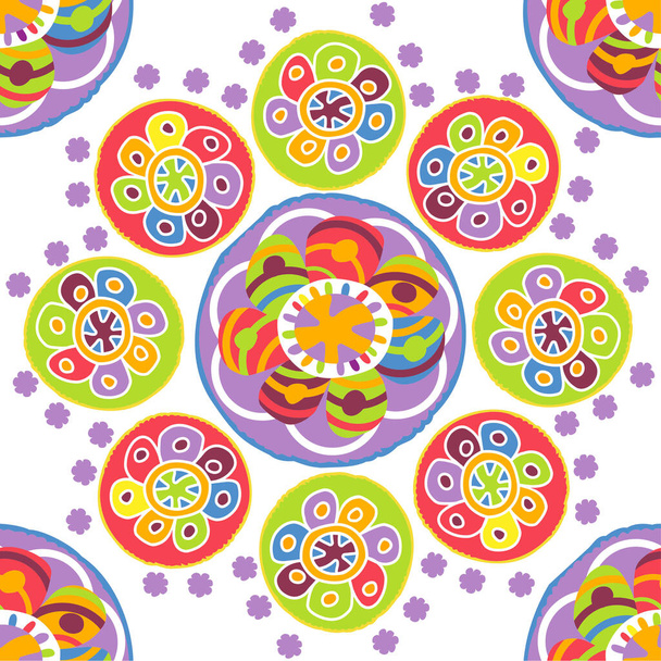 színes virágdíszek zökkenőmentes minta, amely használható nyomatok csomagolópapír, textil, kendő; - Vektor, kép