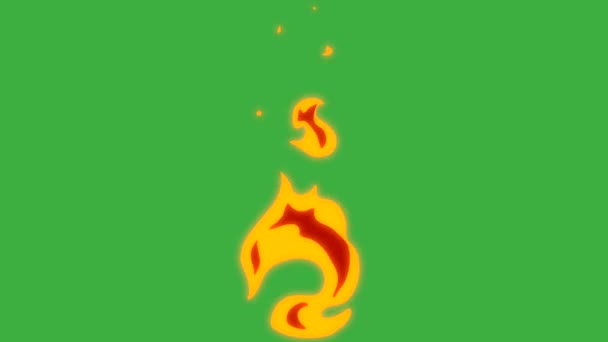 Κινούμενο βρόχο βίντεο επίδραση στοιχείο φωτιά σε πράσινο φόντο οθόνη  - Πλάνα, βίντεο