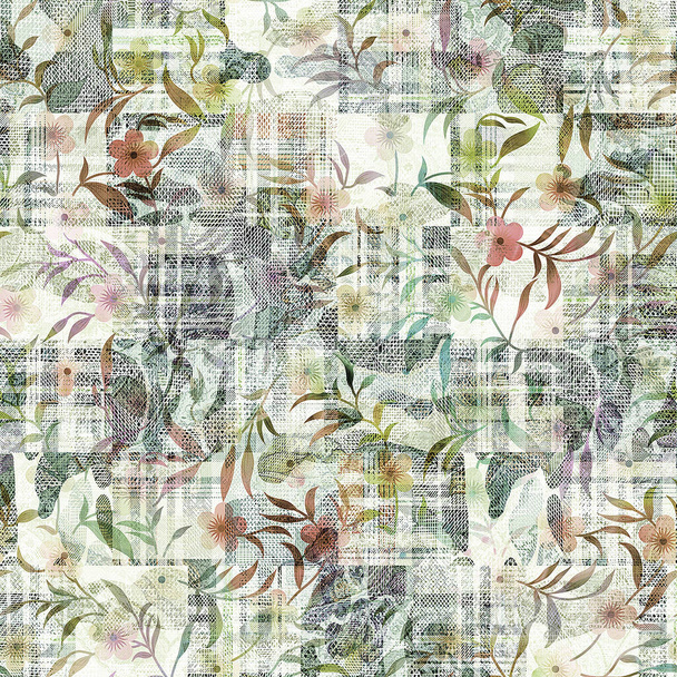 безшовний абстрактний візерунок з білими і синіми квітами - Фото, зображення