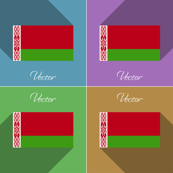 Σημαίες της Λευκορωσίας. Σύνολο χρώματα επίπεδη σχεδίαση και τις μεγάλες σκιές. Διάνυσμα - Διάνυσμα, εικόνα