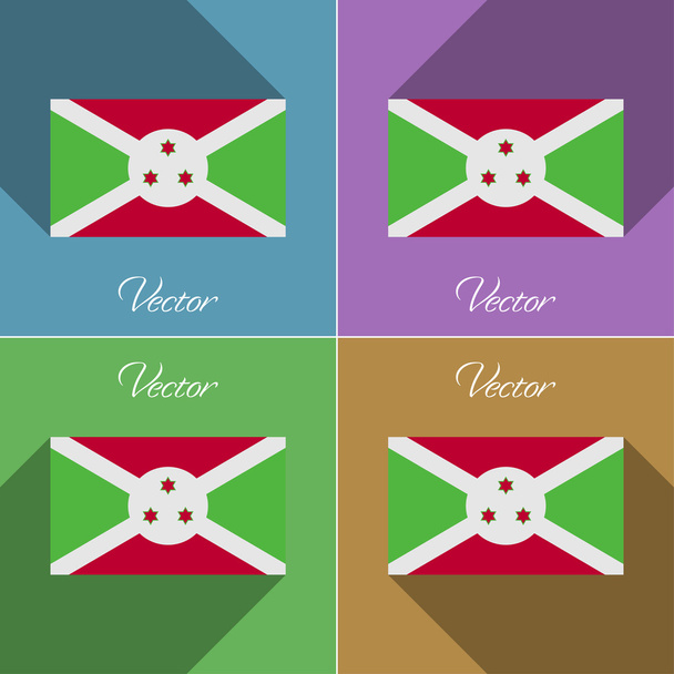 Banderas Burundi. Conjunto de colores de diseño plano y largas sombras. Vector
 - Vector, Imagen