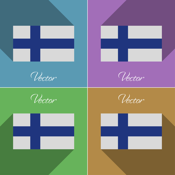 Příznaky, Finsko. Sada barev plochý design a dlouhé stíny. Vektor - Vektor, obrázek