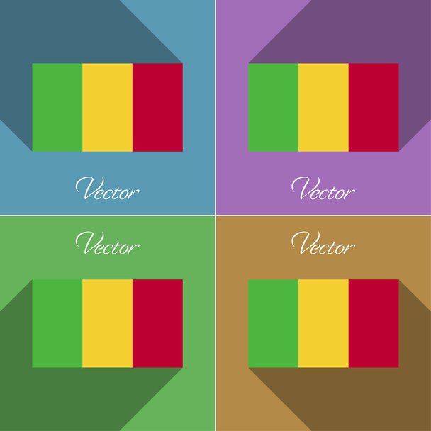 Flags Mali. Set of colors flat design and long shadows. Vector - Vector, Image