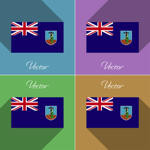 Vlaggen van Montserrat. Set kleuren platte ontwerp en lange schaduwen. Vector - Vector, afbeelding