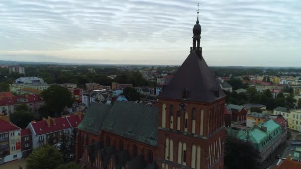 Katedrála Staré Město Koszalin Katedra Nmp Hvězdný Rynek Aerial View Polsko. Vysoce kvalitní 4K záběry - Záběry, video