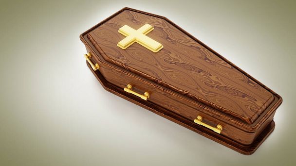 Coffin isolated on white background. 3D illustration. - Foto, afbeelding