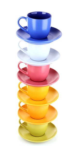 Beautiful color cups on a white background - Fotografie, Obrázek