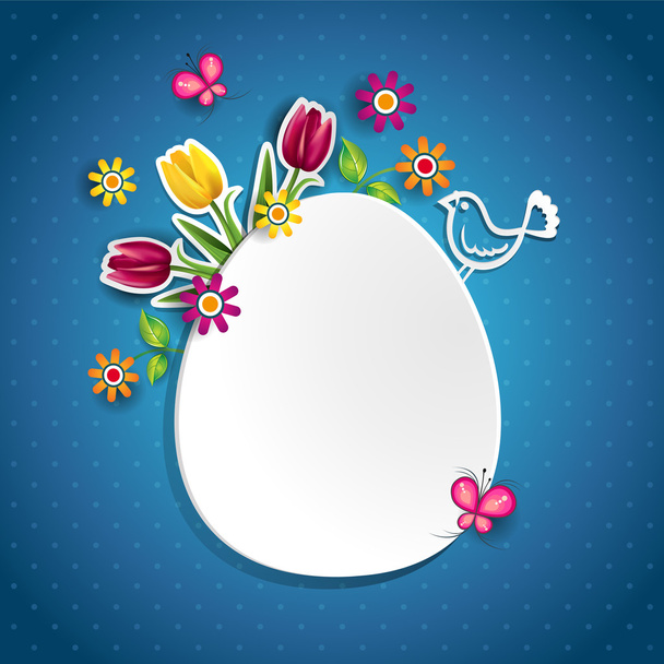 White egg and flowers - Vetor, Imagem
