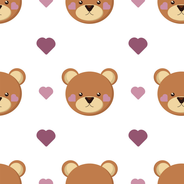 Children vector seamless pattern of teddy bear. Pattern for baby bed linen. Cute seamless pattern. - Вектор, зображення