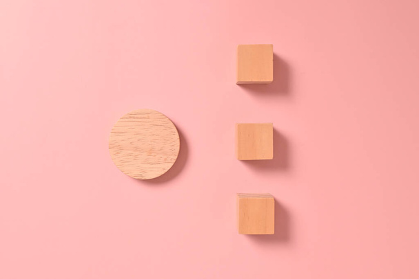 Wooden cubes mock up on abstract background for business concept, Business process, Copy space, Wooden blocks with copy space for text or symbols, Background with copy space. High quality photo - Zdjęcie, obraz