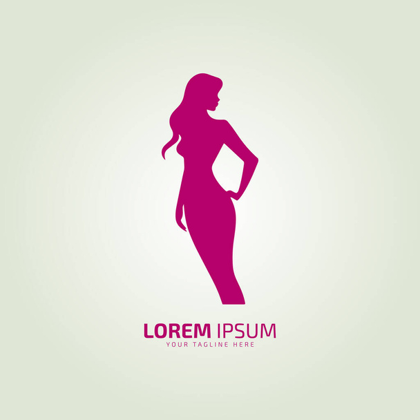 woman standing logo icon lady style vector illustration young girl logo design template feminine symbol illustration - Vektör, Görsel